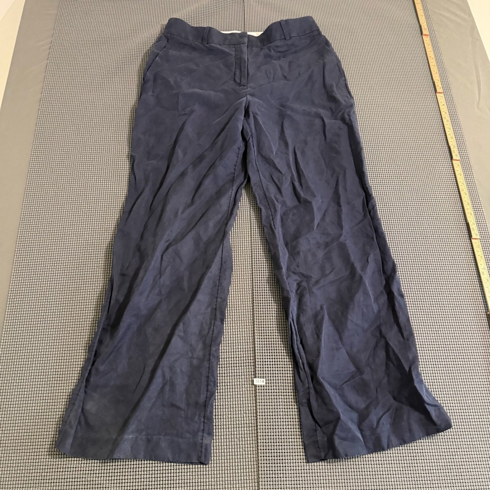 Ann Taylor Navy Blue Silk Blend Wide Leg Trousers Size 8